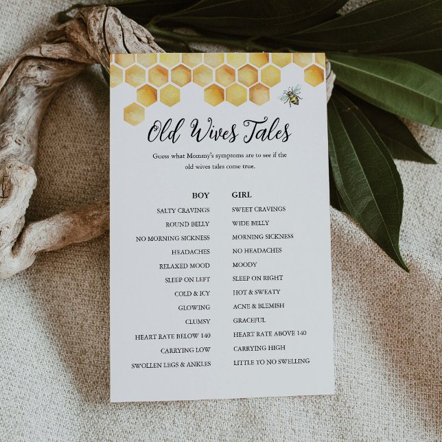 CALLA Bee Old Wives Tales Baby Shower Game Card (Creator Uploaded)