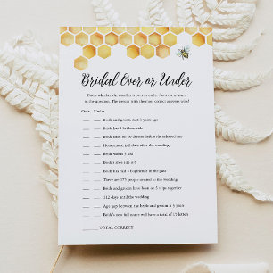 CALLA Bee Over Or Under Bridal Shower Game Card