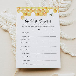 CALLA Bee Scattergories Bridal Shower Game Card