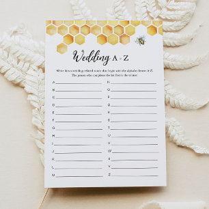 CALLA Bee Wedding A-Z Bridal Shower Game Card