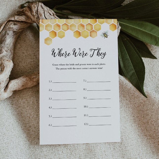 CALLA Bee Where Were They Bridal Shower Game Card (Creator Uploaded)