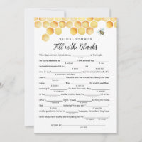 CALLA Bridal Shower Libs, Fill in the Blanks Game