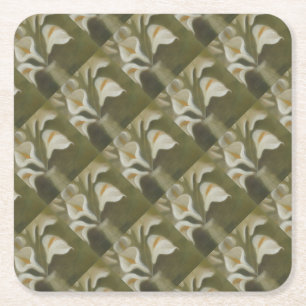 Calla Cut Flowers In A Vase Artistic Still Life Square Paper Coaster