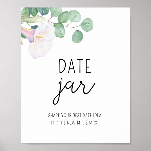 Calla - date night ideas. Date jar bridal game Poster (Front)