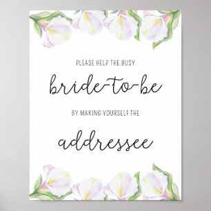 Calla flowers - Help the busy bride Address Poster