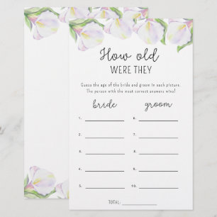 Calla flowers - How old were they bridal game