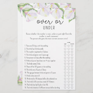 Calla flowers - Over or Under bridal shower game