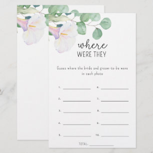 Calla flowers - Where were they bridal shower game