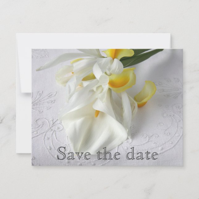 Calla lilies and iris save the date (Front)