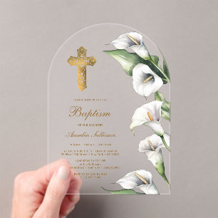 Calla Lilies Arch Baptism Acrylic Invitations