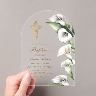 Calla Lilies Arch Baptism Acrylic Invitations