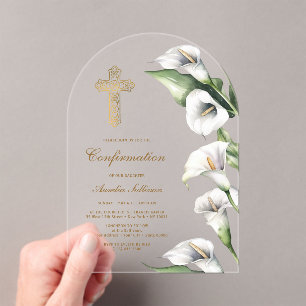 Calla Lilies Arch Confirmation Acrylic Invitations