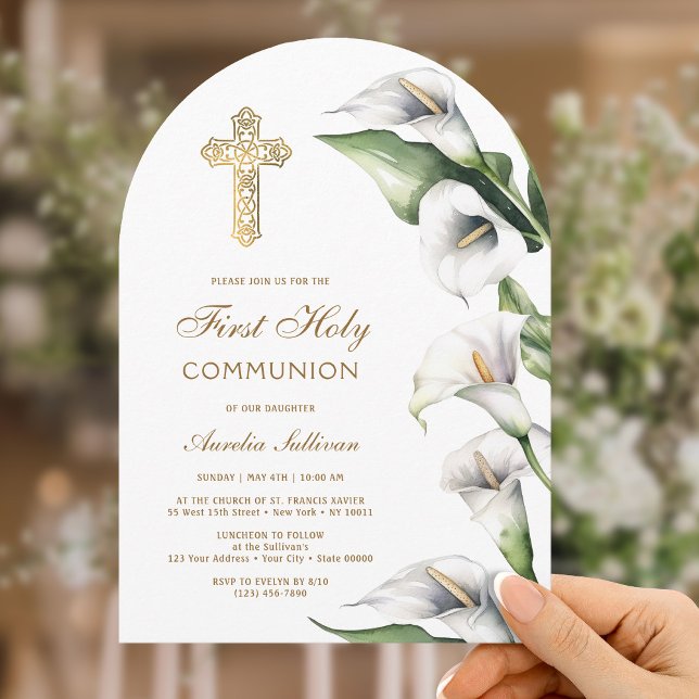 Calla Lilies Arch First Communion Invitation (Creator Uploaded)