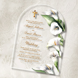 Calla Lilies Arch Religious Wedding Acrylic Invitations