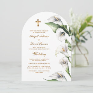 Calla Lilies Arch Religious Wedding Invitation