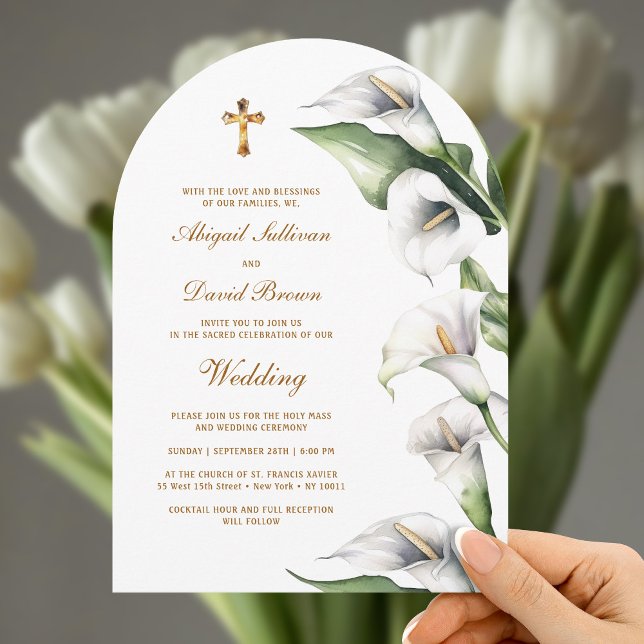 Calla Lilies Arch Religious Wedding Invitation (Creator Uploaded)