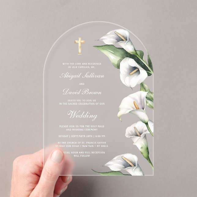 Calla Lilies Arch Wedding Acrylic Invitations (Insitu (Handheld))