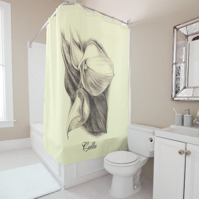 Calla Lilies Drawing Shower Curtain (In Situ)
