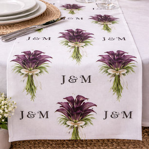Calla Lilies Floral Wedding Fabric with Monogram