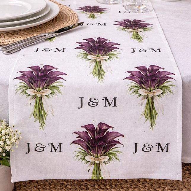 Calla Lilies Floral Wedding Fabric with Monogram (Creator Uploaded)