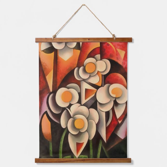 Calla Lilies Geometric Art Abstract In Brown Tones Hanging Tapestry (Front)