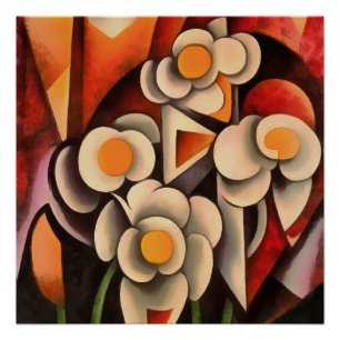 Calla Lilies Geometric Art Abstract In Brown Tones Poster