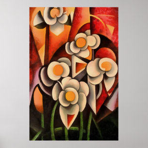 Calla Lilies Geometric Art Abstract In Brown Tones Poster
