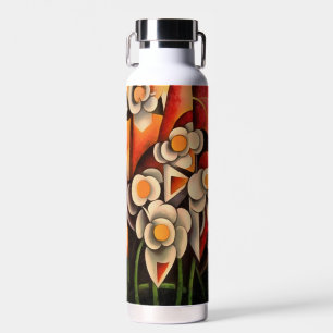 Calla Lilies Geometric Art Abstract In Brown Tones Water Bottle