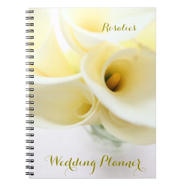 Calla lilies in vase wedding notebook (Front)