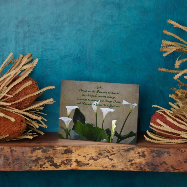 Calla Lilies Inspirational Serenity Prayer Plaque (Side)