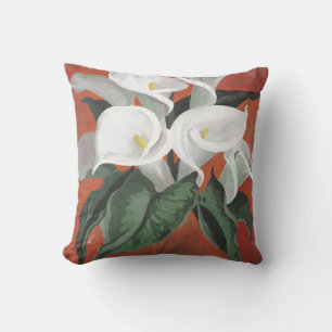 Calla Lilies On A Red Background Cushion