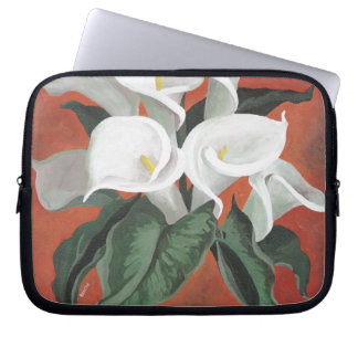 Calla Lilies On A Red Background Laptop Sleeve