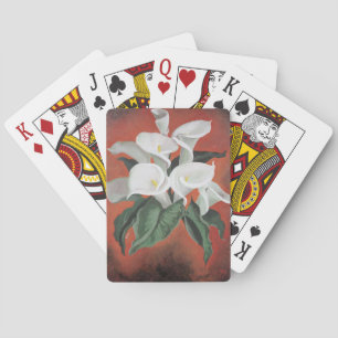 Calla Lilies On A Red Background Playing Cards