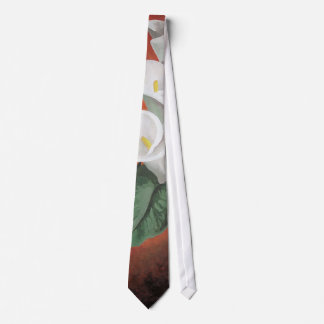 Calla Lilies On A Red Background Tie