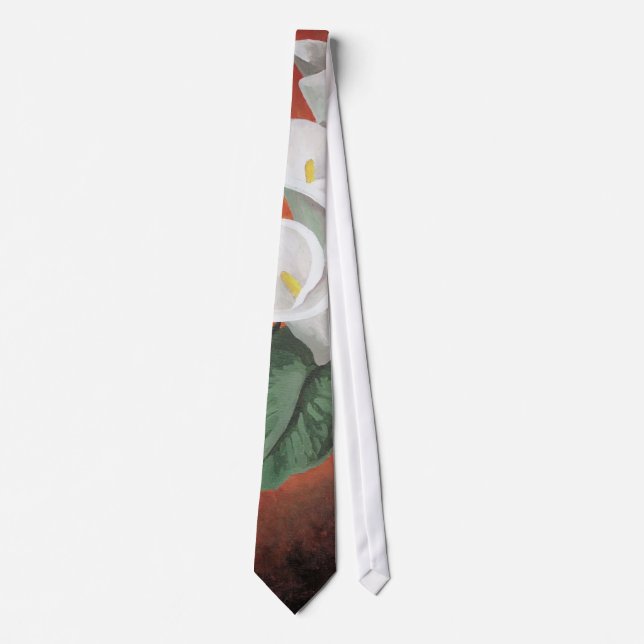 Calla Lilies On A Red Background Tie (Front)