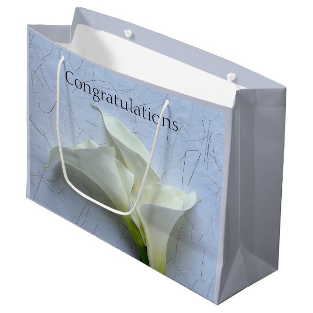 Calla lilies on decorative background large gift bag (Front Angled)