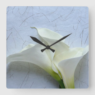 Calla lilies on decorative background square wall clock