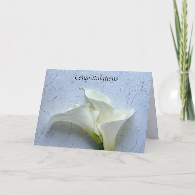 Calla lilies on decorative background wedding card (Front)