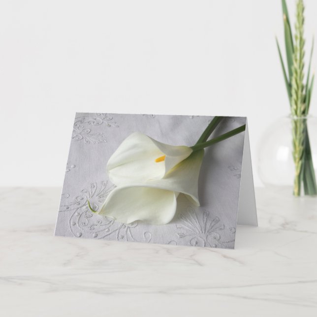 calla lilies on linen card (Front)