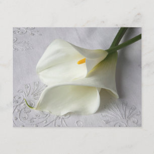 calla lilies on linen invitation