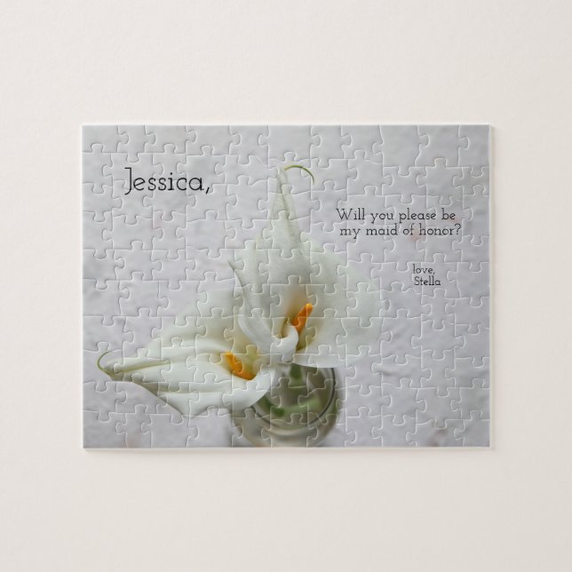 Calla lilies on textured background maid of honour jigsaw puzzle (Horizontal)