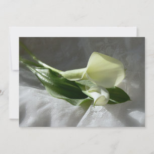 Calla Lilies on White Lace Wedding Invitation
