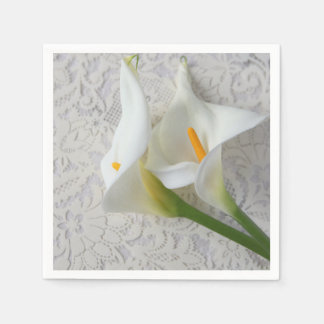 Calla lilies on white textures napkin
