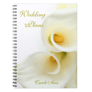 Calla lilies overhead closeup notebook