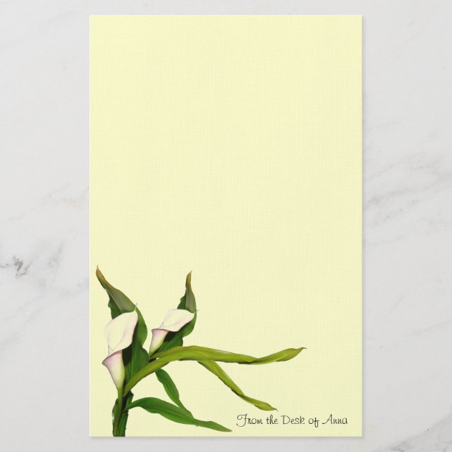 Calla Lilies Personalised Stationery (Front)