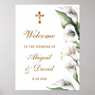 Calla Lilies Religious Wedding Welcome Poster