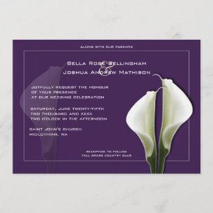 Calla Lilies Wedding Invitation on Purple