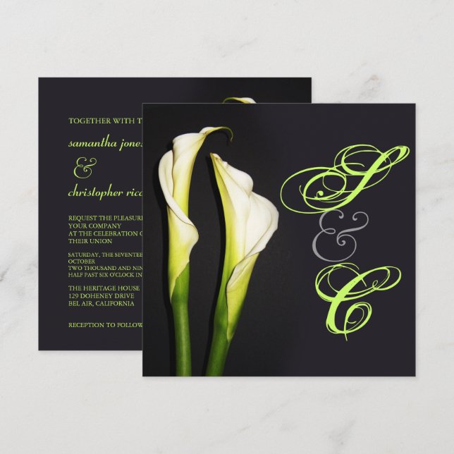 CALLA LILIES WEDDING INVITATIONS/DIY BACKGROUND INVITATION (Front/Back)