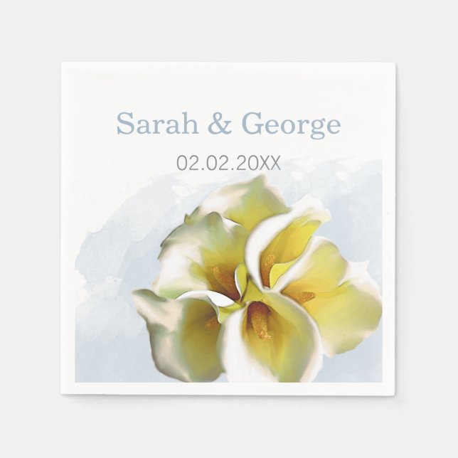 calla lilies Wedding personalised napkins (Front)