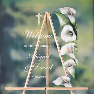 Calla Lilies Wedding Welcome Acrylic Sign